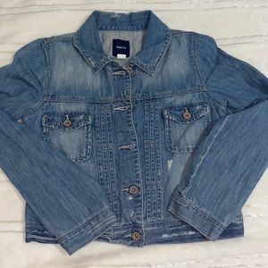 Vintage girls gap light blue distressed denium jacket